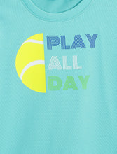 Load image into Gallery viewer, Campana Boys Daniel Half Sleeves Tennis Theme Printed Cotton T-Shirt - Turquoise Blue