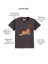 Load image into Gallery viewer, Campana Boys 100% Cotton Half Sleeves Tiger Cub Print T-Shirt - Smoky Grey