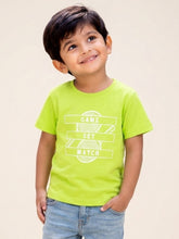 Load image into Gallery viewer, Campana Boys 100% Cotton Half Sleeves Tennis Theme Printed T Shirt - Lime Green