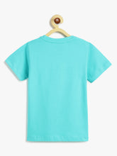 Load image into Gallery viewer, Campana Boys 100% Cotton Half Sleeves Play Text Printed T-Shirt - Turquoise Blue