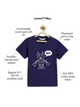 Load image into Gallery viewer, Campana Boys 100% Cotton Half Sleeves Robot Graphic Print T-Shirt - Navy Blue