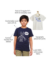 Load image into Gallery viewer, Campana Boys Daniel Pack of 2 Half Sleeves Printed Cotton T-shirts - Navy Blue & Light Grey
