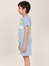 Load image into Gallery viewer, Campana Boys Daniel Half Sleeves Cotton T-Shirt with Shorts Printed Clothing Set - Light Blue