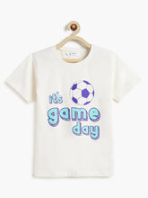 Load image into Gallery viewer, Campana Boys Pure Cotton Half Sleeves Football Print T-Shirt - White