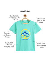 Load image into Gallery viewer, Campana Boys Pure Cotton Half Sleeves Mountains Print T-Shirt - Aqua Blue