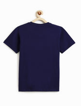 Load image into Gallery viewer, Campana Boys Pure Cotton Half Sleeves Life on Wheels Print T-Shirt - Navy Blue