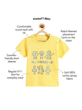 Load image into Gallery viewer, Campana Boys 100% Cotton Half Sleeves Robots Print T-Shirt - Yellow