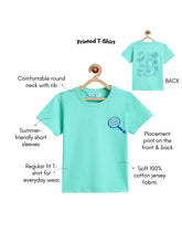 Load image into Gallery viewer, Campana Boys 100% Cotton Half Sleeves Nature Print T-Shirt - Aqua Blue