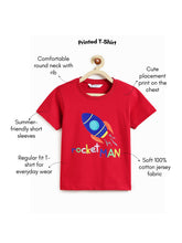 Load image into Gallery viewer, Campana Boys 100% Cotton Half Sleeves Space Print T-Shirt - Red
