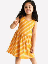 Load image into Gallery viewer, Campana Girls Grace Fit & Flare Dress - Breton Stripes - Tuscan Yellow & Ivory