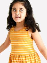 Load image into Gallery viewer, Campana Girls Grace Fit & Flare Dress - Breton Stripes - Tuscan Yellow & Ivory