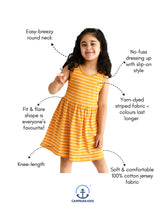Load image into Gallery viewer, Campana Girls Grace Fit & Flare Dress - Breton Stripes - Tuscan Yellow & Ivory