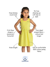 Load image into Gallery viewer, Campana Girls Grace Fit & Flare Dress - Breton Stripes - Canary Yellow & Turquoise