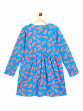 Load image into Gallery viewer, Campana Girls Ivy Long Sleeve Dress - Watermelon Pop Print - Blue & Pink