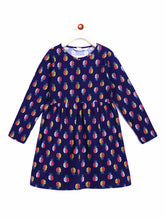 Load image into Gallery viewer, Campana Girls Ivy Long Sleeve Dress - Pineapple Technicolour Print - Navy Blue
