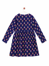 Load image into Gallery viewer, Campana Girls Ivy Long Sleeve Dress - Pineapple Technicolour Print - Navy Blue