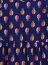 Load image into Gallery viewer, Campana Girls Ivy Long Sleeve Dress - Pineapple Technicolour Print - Navy Blue