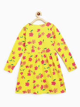 Load image into Gallery viewer, Campana Girls Ivy Long Sleeve Dress - Drifting Flowers Print - Yellow