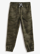 Load image into Gallery viewer, Boys Andre Cotton Elastane Camouflage Print Jogger Pants - Olive