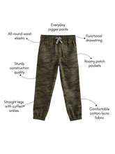 Load image into Gallery viewer, Boys Andre Cotton Elastane Camouflage Print Jogger Pants - Olive