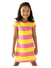 Load image into Gallery viewer, Campana Girls Vera A-Line Dress - Rugby Stripes - Rose Pink & Yellow