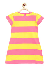 Load image into Gallery viewer, Campana Girls Vera A-Line Dress - Rugby Stripes - Rose Pink & Yellow