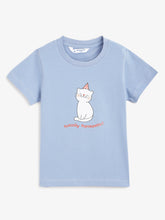 Load image into Gallery viewer, Campana Girls Zuri Half Sleeves T-Shirt - Fantastic Print - Chambray Blue