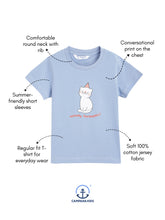 Load image into Gallery viewer, Campana Girls Zuri Half Sleeves T-Shirt - Fantastic Print - Chambray Blue