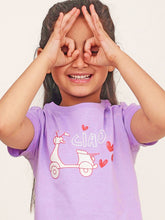 Load image into Gallery viewer, Campana Girls Zuri Half Sleeves Graphic Printed T-Shirt - Purple