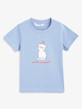 Load image into Gallery viewer, Campana Girls Zuri Pack of 2 Half Sleeves Printed Cotton T-shirts - Pink & Chambray Blue