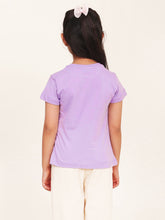 Load image into Gallery viewer, Campana Girls Zuri Pack of 2 Half Sleeves Printed Cotton T-shirts - Peach & Purple