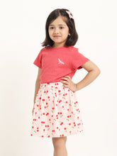 Load image into Gallery viewer, Campana Girls Katie Skirt with Top Clothing Set - Red Melange & Pink