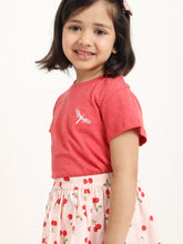 Load image into Gallery viewer, Campana Girls Katie Skirt with Top Clothing Set - Red Melange & Pink