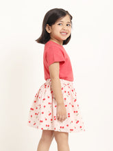 Load image into Gallery viewer, Campana Girls Katie Skirt with Top Clothing Set - Red Melange & Pink