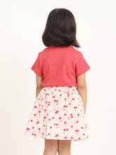 Load image into Gallery viewer, Campana Girls Katie Skirt with Top Clothing Set - Red Melange & Pink