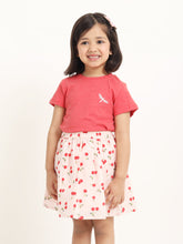 Load image into Gallery viewer, Campana Girls Katie Skirt with Top Clothing Set - Red Melange & Pink