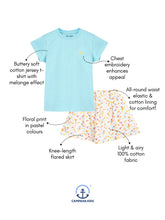 Load image into Gallery viewer, Campana Girls Katie Skirt with Top Clothing Set - Blue & Multicolour