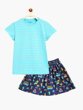 Load image into Gallery viewer, Campana Girls Katie Skirt with Top Clothing Set - Blue & Navy