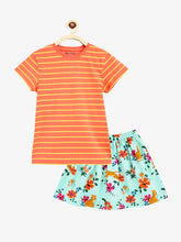 Load image into Gallery viewer, Campana Girls Katie Skirt with Top Clothing Set - Peach & Turquoise