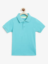 Load image into Gallery viewer, Campana Boys Niko 100% Cotton Jersey Half Sleeves Polo Neck T-Shirt - Aqua Blue