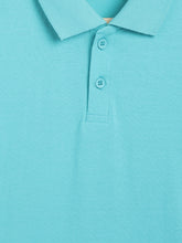 Load image into Gallery viewer, Campana Boys Niko 100% Cotton Jersey Half Sleeves Polo Neck T-Shirt - Aqua Blue