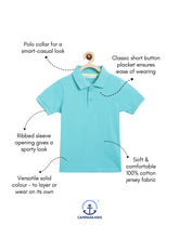 Load image into Gallery viewer, Campana Boys Niko 100% Cotton Jersey Half Sleeves Polo Neck T-Shirt - Aqua Blue