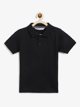 Load image into Gallery viewer, Campana Boys Niko 100% Cotton Jersey Half Sleeves Polo Neck T-Shirt - Black