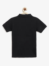 Load image into Gallery viewer, Campana Boys Niko 100% Cotton Jersey Half Sleeves Polo Neck T-Shirt - Black