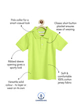 Load image into Gallery viewer, Campana Boys Niko 100% Cotton Jersey Half Sleeves Solid Polo T-Shirt - Lime Green