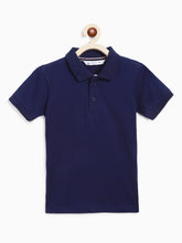 Load image into Gallery viewer, Campana Boys Niko 100% Cotton Jersey Half Sleeves Polo Neck T-Shirt - Ink Blue