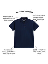 Load image into Gallery viewer, Campana Boys 100% Cotton Jersey Self Design Collar Polo T-Shirt - Navy Blue