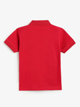 Load image into Gallery viewer, Campana Boys 100% Cotton Jersey Self Design Collar Polo T-Shirt - Red