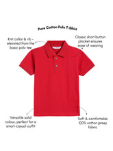 Load image into Gallery viewer, Campana Boys 100% Cotton Jersey Self Design Collar Polo T-Shirt - Red