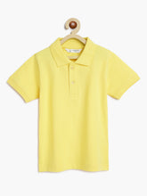 Load image into Gallery viewer, Campana Boys Niko 100% Cotton Jersey Half Sleeves Solid Polo T-Shirt - Lemon Yellow